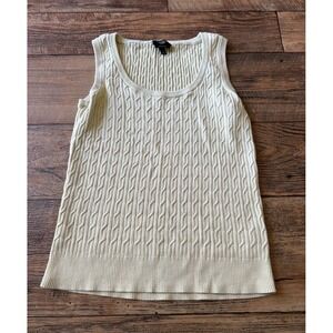 Talbots Petites Butter Yellow Cable-Knit Scoop Neck Sweater Tank Top S